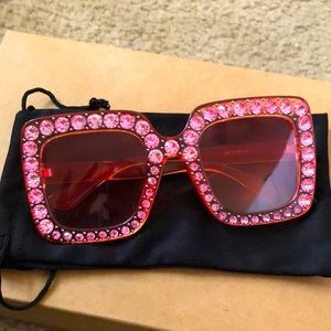 Pink lens frame Elton John jewelry sunglasses